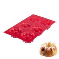 Westmark 6er Küchlein-Backform, Antihaft-Effekt, Silikon, Trio, Rot, 30172270