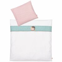 Fehn 060591 Baby-Bettwäsche Bruno – Kopfkissen & Bettdecke für Kinder im Set – Mit Bärenmotiv – 0+ Monate – Kissen: 35 x 40 cm & Decke: 80 x 80 cm