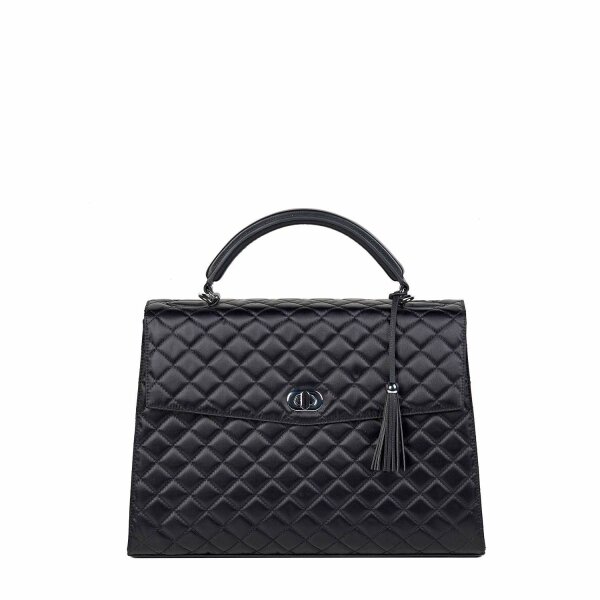 Socha Laptoptasche Damen/Businesstasche Frauen/Notebooktasche mit Tragegurt - Elegant - Extra leichte Synthetik Gesteppt - Audrey Diamond - 13.3 Zoll Schwarz