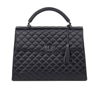 Socha Laptoptasche Damen/Businesstasche Frauen/Notebooktasche mit Tragegurt - Elegant - Extra leichte Synthetik Gesteppt - Audrey Diamond - 13.3 Zoll Schwarz