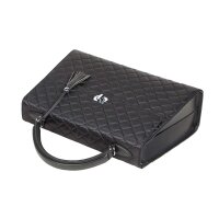 Socha Laptoptasche Damen/Businesstasche Frauen/Notebooktasche mit Tragegurt - Elegant - Extra leichte Synthetik Gesteppt - Audrey Diamond - 13.3 Zoll Schwarz
