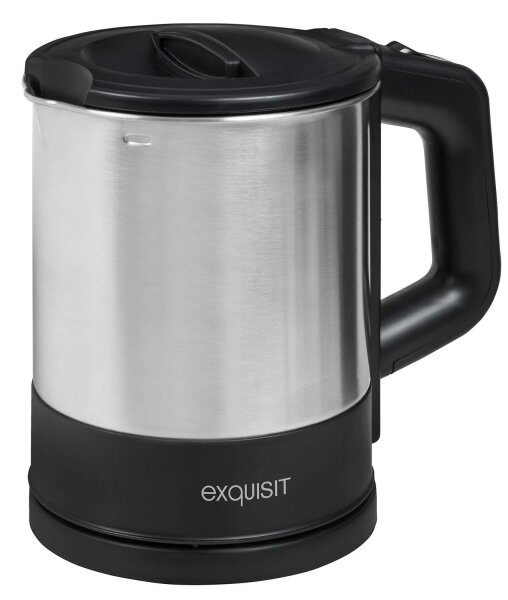Exquisit Wasserkocher WK 3602 swi | Teekocher | 1200 Watt | Edelstahlwasserkocher | 1 Liter | Schwarz-Inox