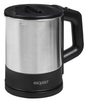 Exquisit Wasserkocher WK 3602 swi | Teekocher | 1200 Watt | Edelstahlwasserkocher | 1 Liter | Schwarz-Inox