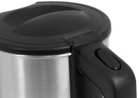 Exquisit Wasserkocher WK 3602 swi | Teekocher | 1200 Watt | Edelstahlwasserkocher | 1 Liter | Schwarz-Inox
