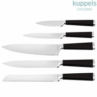 Kuppels TOUCH Messerblock inkl. Messer-Set, rostfrei & poliert, Gemüsemesser, Allzweckmesser, Schinkenmesser, Brotmesser & Kochmesser, Gummibaum-Holz, Edelstahl, Braun/Silber, 6-teilig…