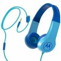 Motorola Lifestyle Squads 200 - Kabelgebunder Kinderkopfhörer - Begrenzter Lautstärk mit 85 dB, Flexibel und langlebig, Gehörschutz und Musik-Sharing-Funktion, Anti-Allergie-Kissen (BPA-frei) - Blau
