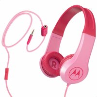 Motorola Lifestyle Squads 200 - Kabelgebunder Kinderkopfhörer - Begrenzter Lautstärk mit 85 dB, Flexibel und langlebig, Gehörschutz und Musik-Sharing-Funktion, Anti-Allergie-Kissen (BPA-frei) - Rosa