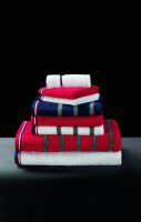 möve Athleisure Duschtuch Doubleface gestreift 80 x 150 cm aus 85% Baumwolle / 15% Polyester, ketchup/grey