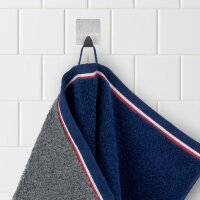 möve Athleisure Handtuch Doubleface gestreift 50 x 100 cm aus 85% Baumwolle / 15% Polyester, deep sea/grey