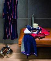 möve Athleisure Handtuch Doubleface gestreift 50 x 100 cm aus 85% Baumwolle / 15% Polyester, deep sea/grey