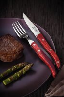 Tramontina Churrasco Steakbesteck-Set Paisano in Rot aus Edelstahl/Kiefernholz rot
