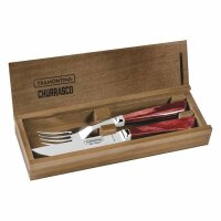 Tramontina Churrasco Steakbesteck-Set Pampas in Rot, geschmiedet, aus Edelstahl/Kiefernholz rot