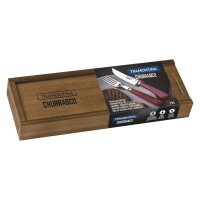 Tramontina Churrasco Steakbesteck-Set Pampas in Rot, geschmiedet, aus Edelstahl/Kiefernholz rot