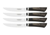 Tramontina PAMPAS Premium Steakmesser, 4-teiliges Set, rostfreier Edelstahl, Echtholzgriff FSC, spülmaschinenfest (Braun, 4-tlg.)