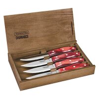 Tramontina Churrasco Steakmesser-Set Rio Grande in Rot aus Edelstahl/Kiefernholz rot