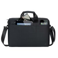 Rivacase Notebooktasche bis 15,6 Zoll – Modische Schultertasche mit Außenfächern für notwendiges Zubehör / (Schwarz)