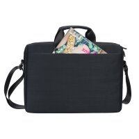 Rivacase Notebooktasche bis 15,6 Zoll – Modische Schultertasche mit Außenfächern für notwendiges Zubehör / (Schwarz)