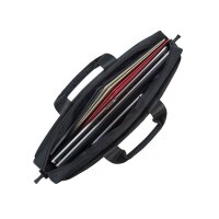Rivacase Notebooktasche bis 15,6 Zoll – Modische Schultertasche mit Außenfächern für notwendiges Zubehör / (Schwarz)