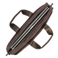 Rivacase Notebooktasche bis 15,6 Zoll – Modische Laptoptasche mit viel Platz für Zubehör und Zweiwege Reißverschluss für einen einfachen und schnellen Zugriff (Braun)