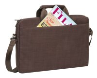 Rivacase Notebooktasche bis 15,6 Zoll – Modische Laptoptasche mit viel Platz für Zubehör und Zweiwege Reißverschluss für einen einfachen und schnellen Zugriff (Braun)
