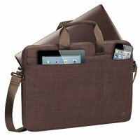 Rivacase Notebooktasche bis 15,6 Zoll – Modische Laptoptasche mit viel Platz für Zubehör und Zweiwege Reißverschluss für einen einfachen und schnellen Zugriff (Braun)