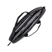 RivaCase Laptop Tasche bis 15.6 Zoll - Innenfach für Tablets bis 10.1 Zoll und iPads - Hochwertige Notebook Tasche mit Zusatzfächern und gepolsterten Seitenwänden/grau