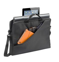 RivaCase Laptop Tasche bis 15.6 Zoll - Innenfach für Tablets bis 10.1 Zoll und iPads - Hochwertige Notebook Tasche mit Zusatzfächern und gepolsterten Seitenwänden/grau