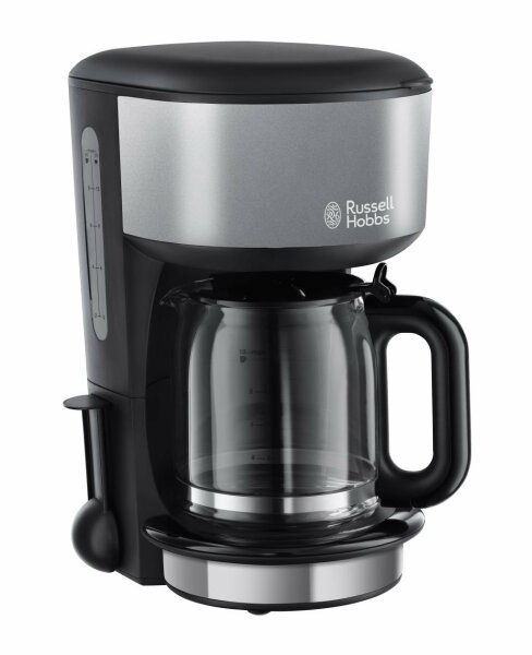 Russell Hobbs Glas-Kaffeemaschine Colours Plus+ Storm Grey, 1.25l, Brausekopf-Technologie, Glaskanne, 1000 Watt, 20132-56, schwarz/grau