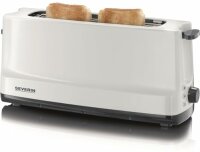 SEVERIN Automatik-Langschlitztoaster, Automatik-Toaster mit Brötchenaufsatz, Edelstahl Toaster zum Toasten, Auftauen und Erwärmen, 800 W, weiß / grau, AT 2232