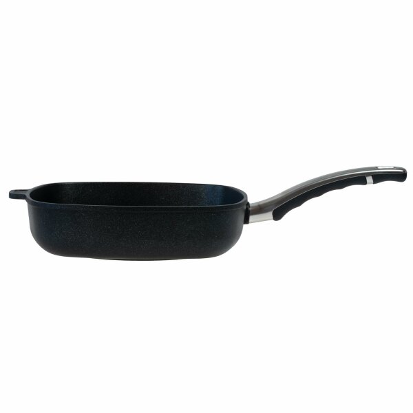 BAF quadratische Grillpfanne 26 x 26 cm - hoher Rand - große gerillte Pfanne beschichtet aus Aluminiumguss - ohne Induktion