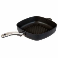 BAF quadratische Grillpfanne 26 x 26 cm - hoher Rand - große gerillte Pfanne beschichtet aus Aluminiumguss - ohne Induktion