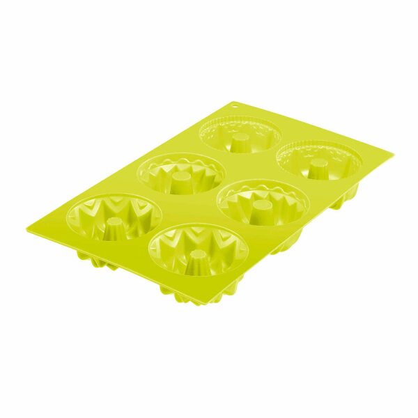 Westmark 6er Küchlein-Backform, Antihaft-Effekt, Silikon, Trio, Grün, 3017227G