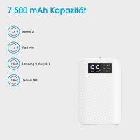 Xlayer Powerbank Pure Carbon 7.500mAh Akku, externes Ladegerät für iPhone, iPad, Samsung, Huawei, Xiaomi, AirPods, schnelles Aufladen, Tragbares Gerät